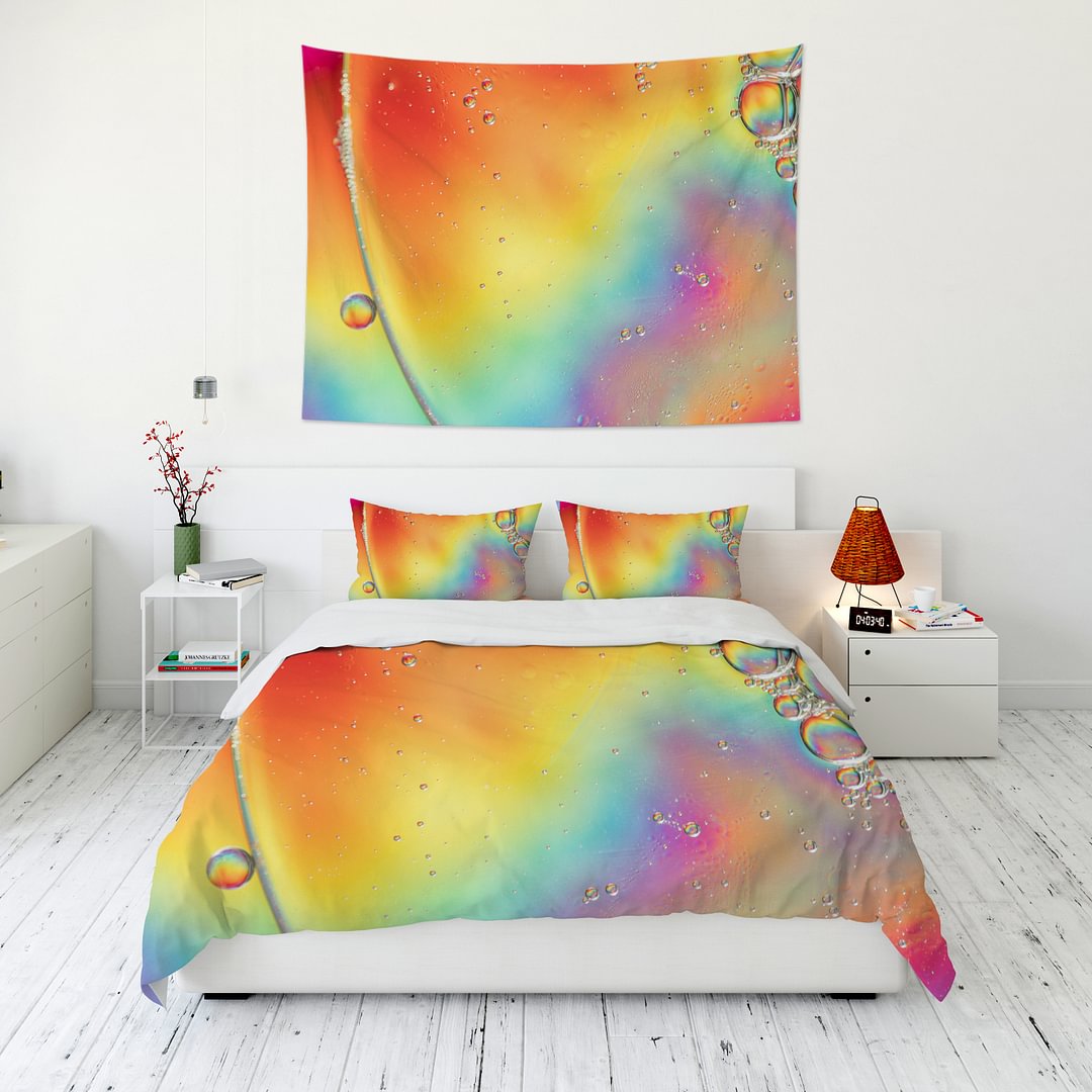 Colorful Abstract Fluid Painting Tapestry Wall Hanging and 3Pcs Bedding Set Home Decor-BlingPainting-Customized Products Make Great Gifts