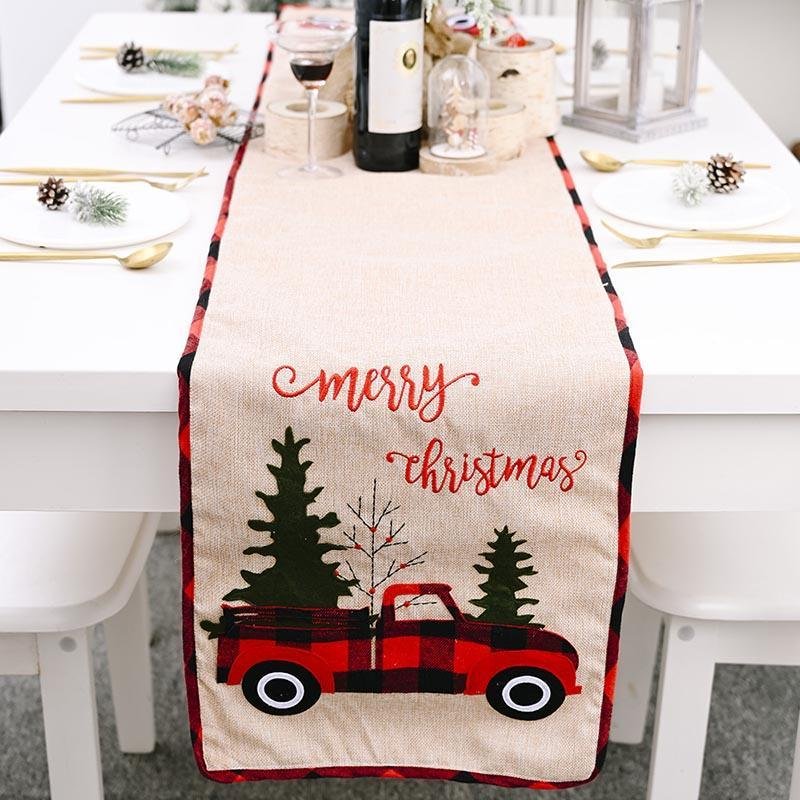 Best Gifts Decor. Christmas Red Truck Table Runner-BlingPainting-Customized Products Make Great Gifts