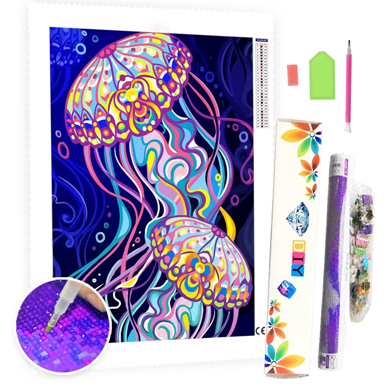 DIY Diamond Painting Kit for Adults - Colorful Jellyfish-BlingPainting-Customized Products Make Great Gifts