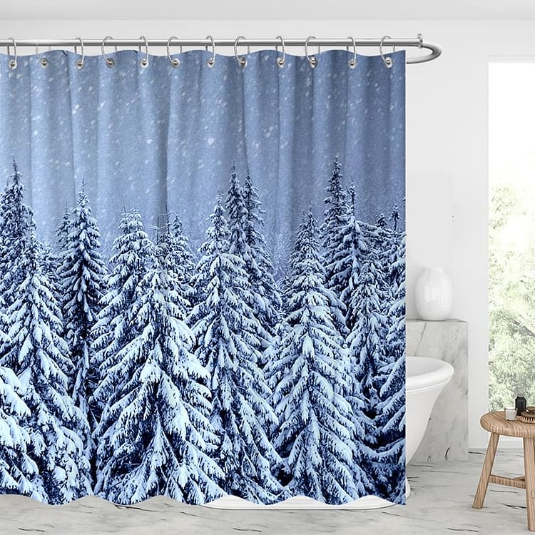 Beautiful Snow Forest Shower Curtains-BlingPainting-Customized Products Make Great Gifts