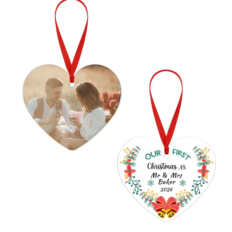 Heart-Shaped Christmas Ornament – Personalized Acrylic Keepsake with Custom Photo (3.7"x3.15")