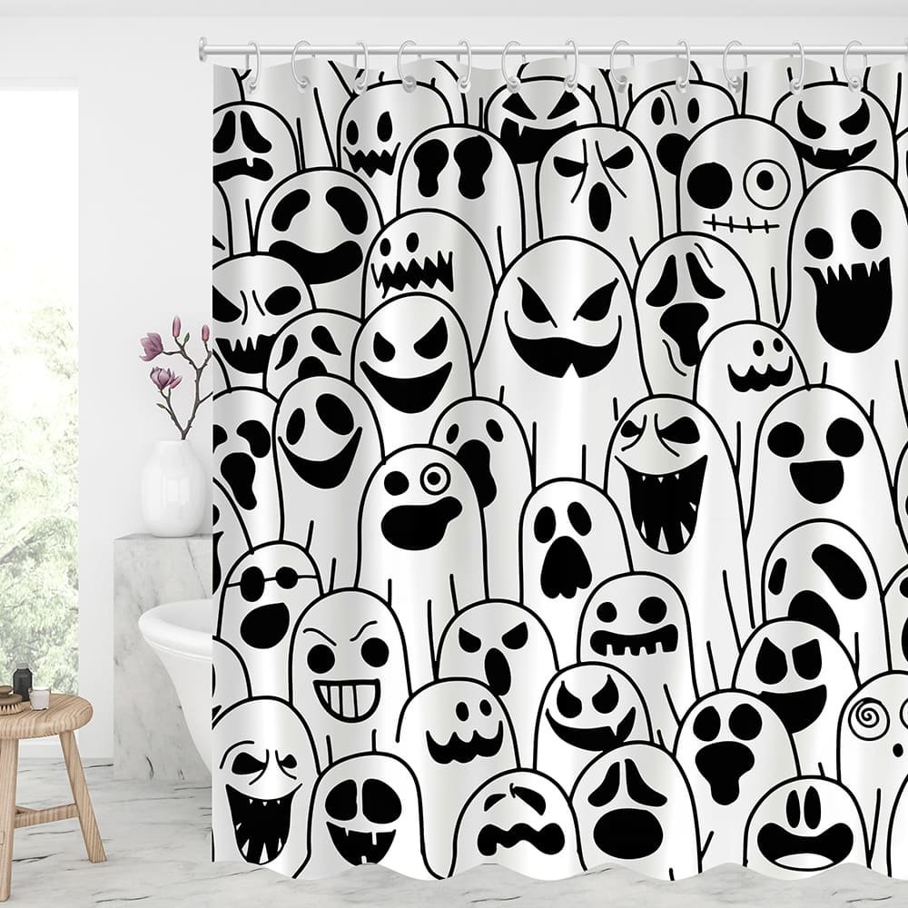 Halloween Scary Face Shower Curtains With 12 Hooks-BlingPainting-Customized Products Make Great Gifts