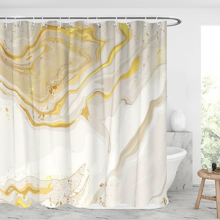 Glittering Marble Pattern Waterproof Shower Curtains With 12 Hooks-BlingPainting-Customized Products Make Great Gifts