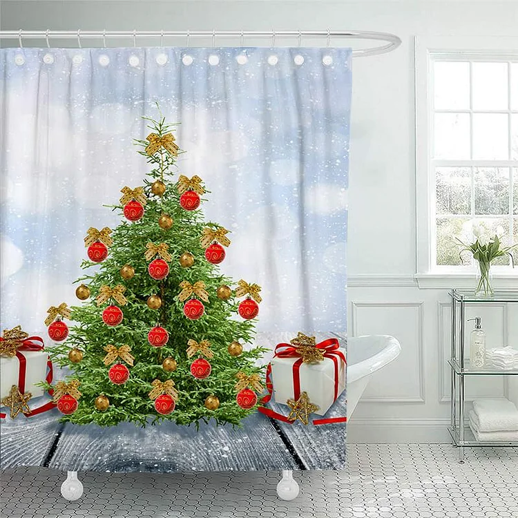 Christmas Tree Bathroom Shower Curtains - 2022 Best Decor Gifts-BlingPainting-Customized Products Make Great Gifts