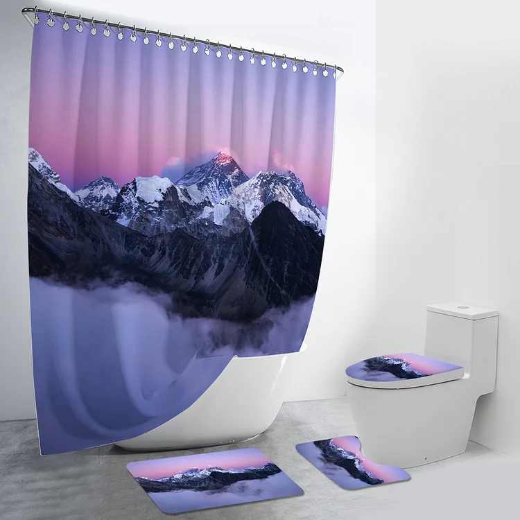 Beautiful Scenery of the Summit of Mount Everest 4Pcs Bathroom Set-BlingPainting-Customized Products Make Great Gifts