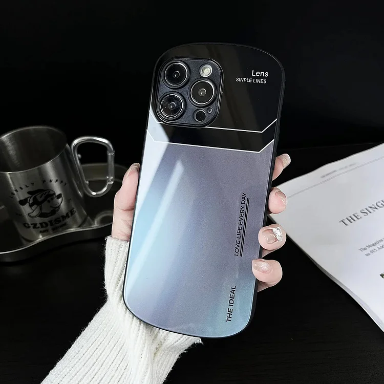 Gradient Lens Drop-proof Oval Phone Case For iPhone