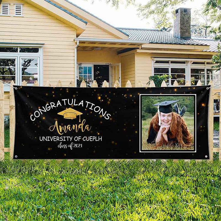 Custom Black and Gold Graduation Photo & Text Banner-BlingPainting-Customized Products Make Great Gifts