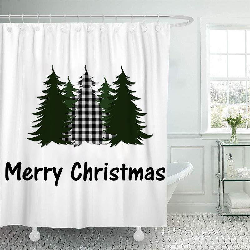 2021 Best Gifts Decor. Christmas Buffalo Plaid Bathroom Shower Curtains-BlingPainting-Customized Products Make Great Gifts