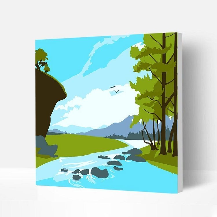 Eco-friendly Non-toxic Paint by Numbers Kit Wooden Framed for Kids & Families - Beautiful Landscape-BlingPainting-Customized Products Make Great Gifts
