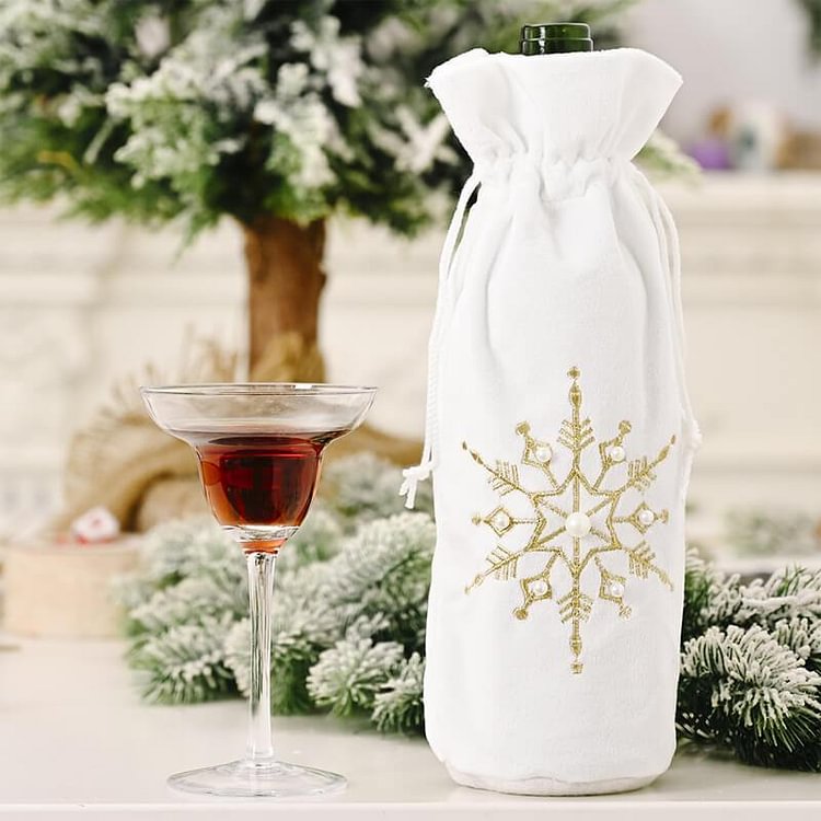Christmas Decor Snowflake Wine Bottle Cover - Unique Gifts-BlingPainting-Customized Products Make Great Gifts