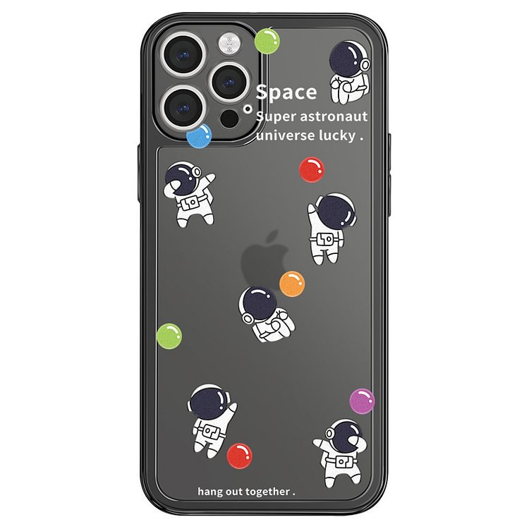 Space Astronaut Transparent Photo Frame Case For iPhone