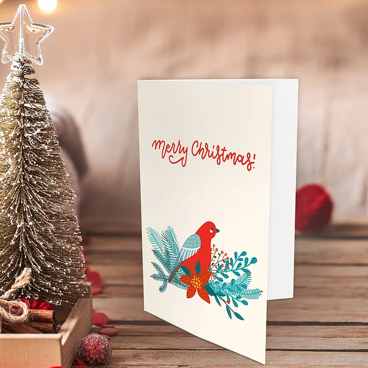 Christmas Cardinal Pattern Card with Envelope 5*7 IN, Best Gifts 2022-BlingPainting-Customized Products Make Great Gifts