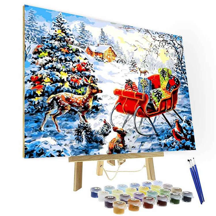 Paint by Numbers Kit - Christmas Sledge, Best Gifts-BlingPainting-Customized Products Make Great Gifts
