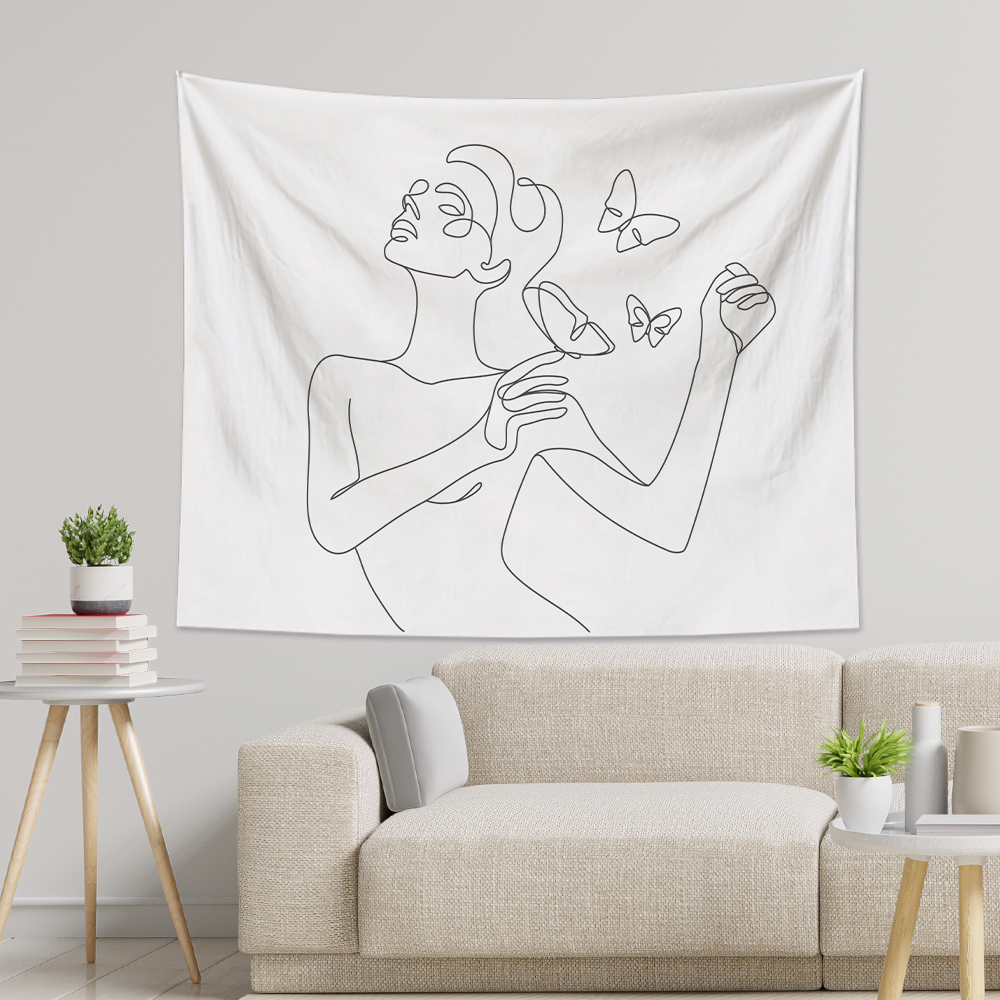 Woman & Butterfly Tapestry Wall Hanging-BlingPainting-Customized Products Make Great Gifts