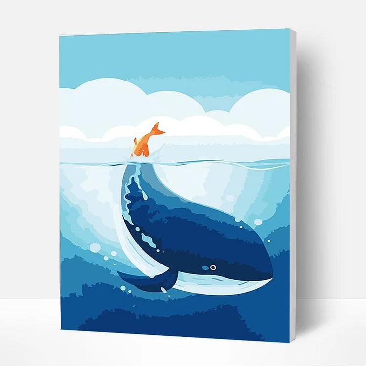 Paint by Numbers Kit for Kids - Blue Little Whale - Best Gifts-BlingPainting-Customized Products Make Great Gifts