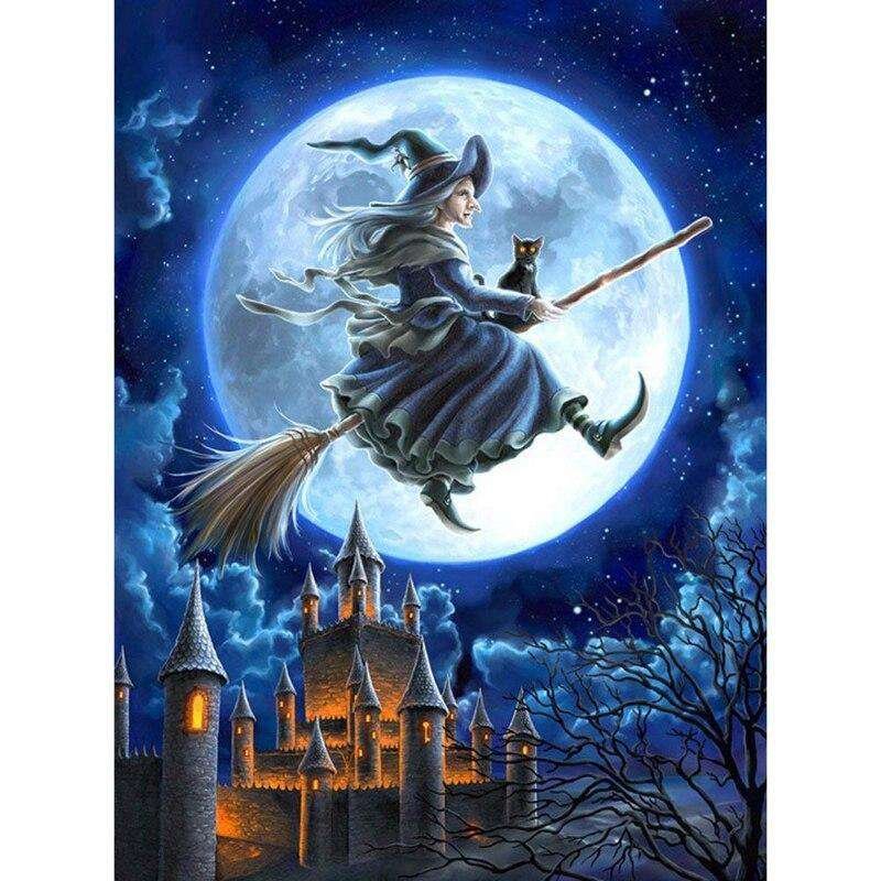 Witches Flying in the Moonlight-BlingPainting-Customized Products Make Great Gifts