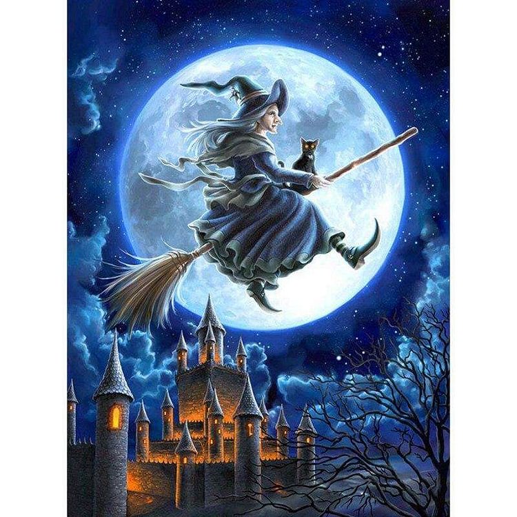Witches Flying in the Moonlight-BlingPainting-Customized Products Make Great Gifts