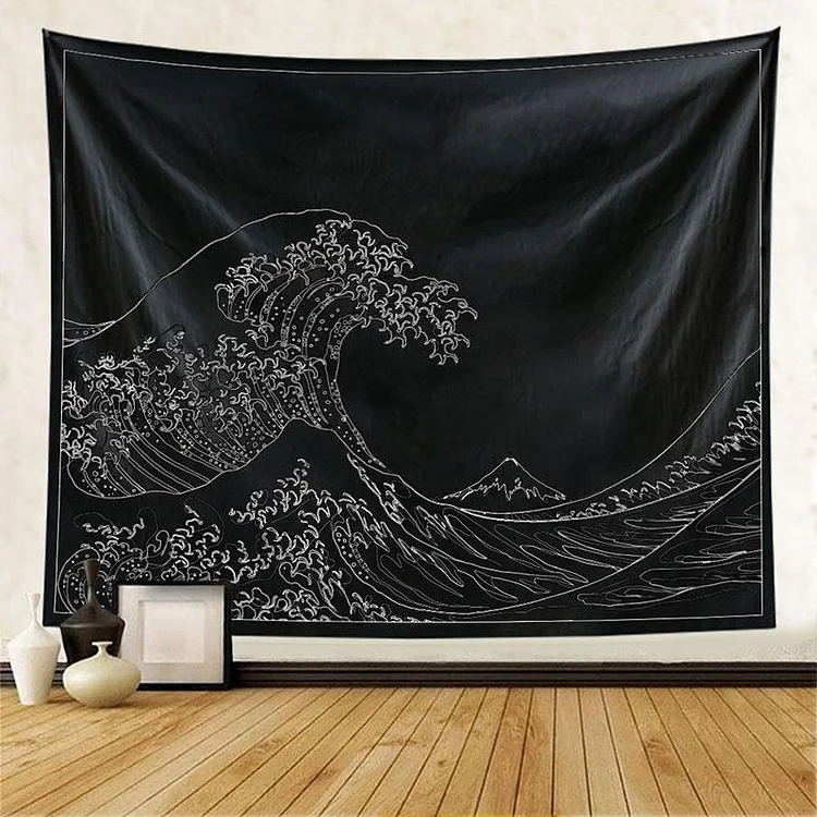 Black Wave Wall Hanging Tapestry-BlingPainting-Customized Products Make Great Gifts