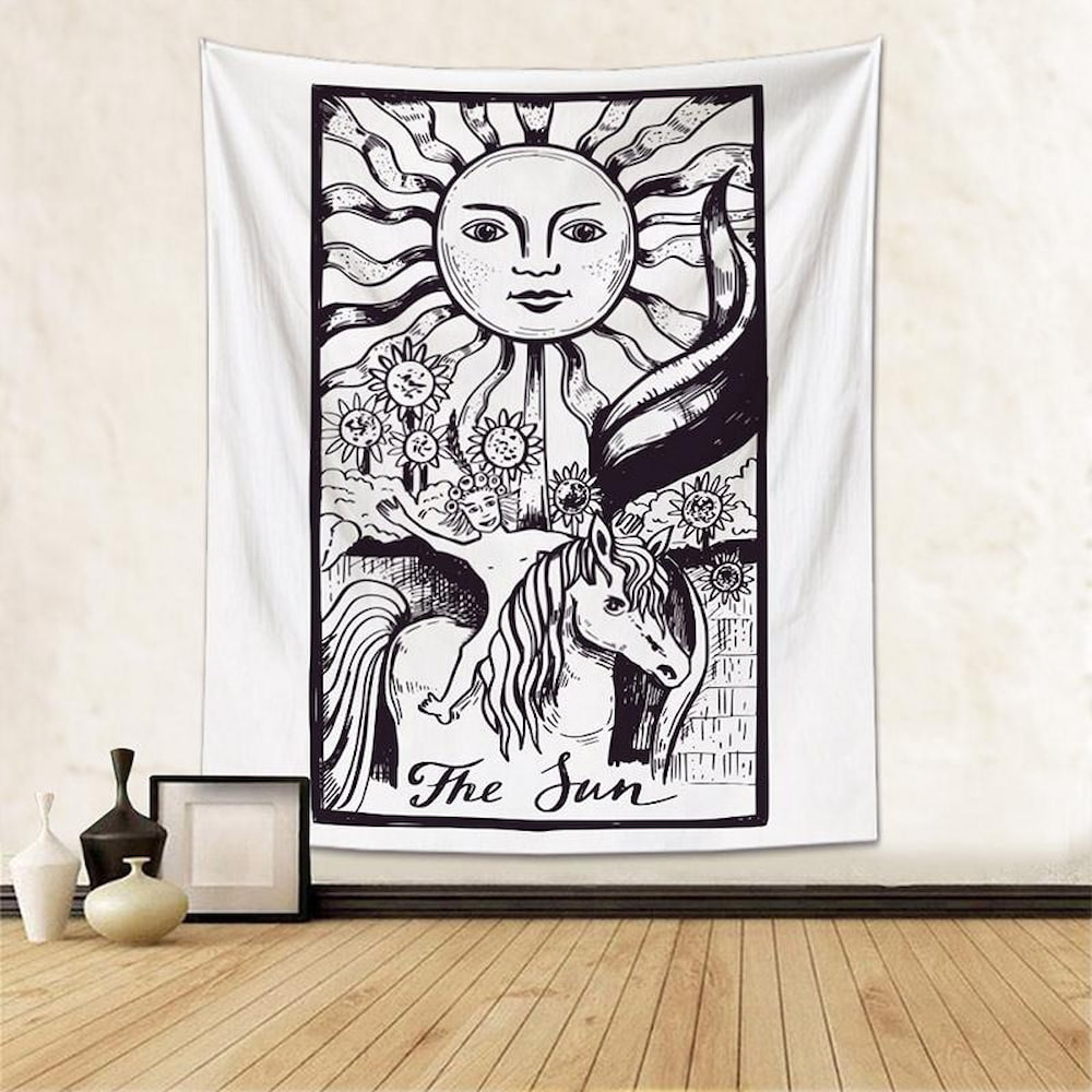 The Black and White Sun Tarot Tapestry Wall Hanging-BlingPainting-Customized Products Make Great Gifts