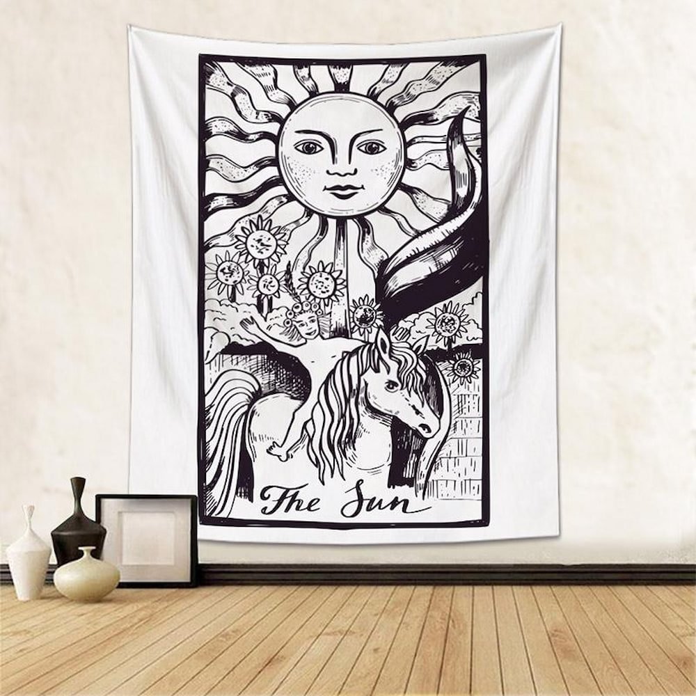The Black and White Sun Tarot Tapestry Wall Hanging-BlingPainting-Customized Products Make Great Gifts