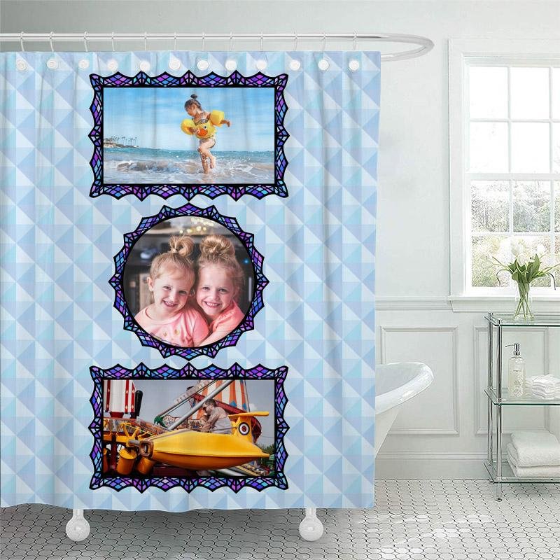 Custom Your Own Photo Collage Waterproof Shower Curtain With 12 Hooks-BlingPainting-Customized Products Make Great Gifts