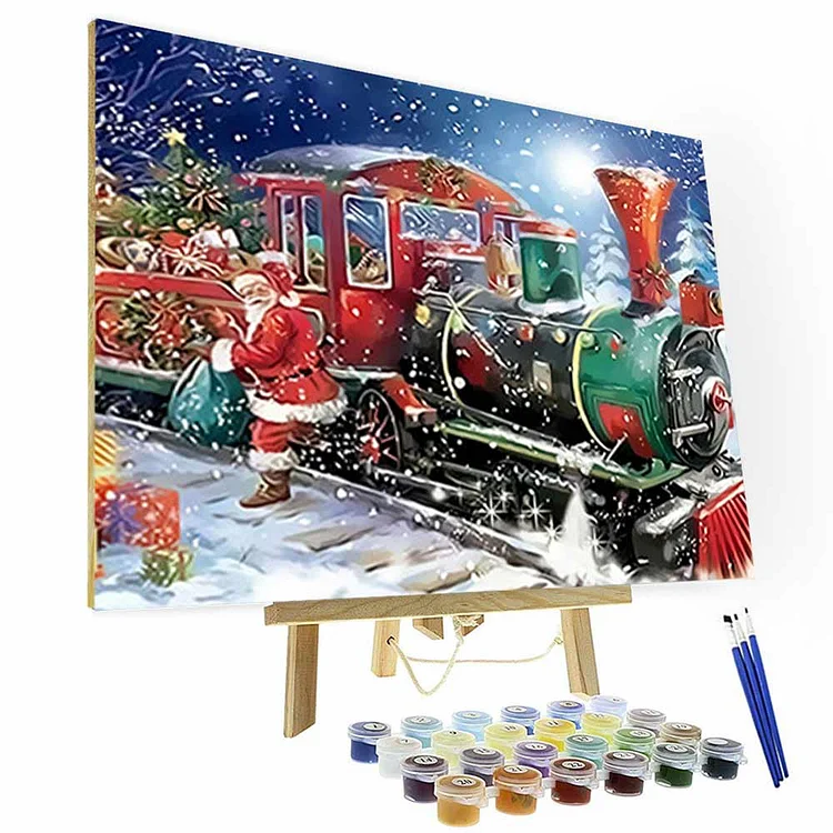 Paint by Numbers Kit -   Christmas Painting Train, Memorial Gifts 2022-BlingPainting-Customized Products Make Great Gifts