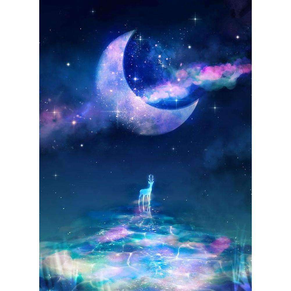 The Fantastic moonlight And The Deer-BlingPainting-Customized Products Make Great Gifts