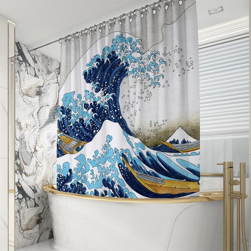 The Great Wave Off Kanagawa Shower Curtains-BlingPainting-Customized Products Make Great Gifts