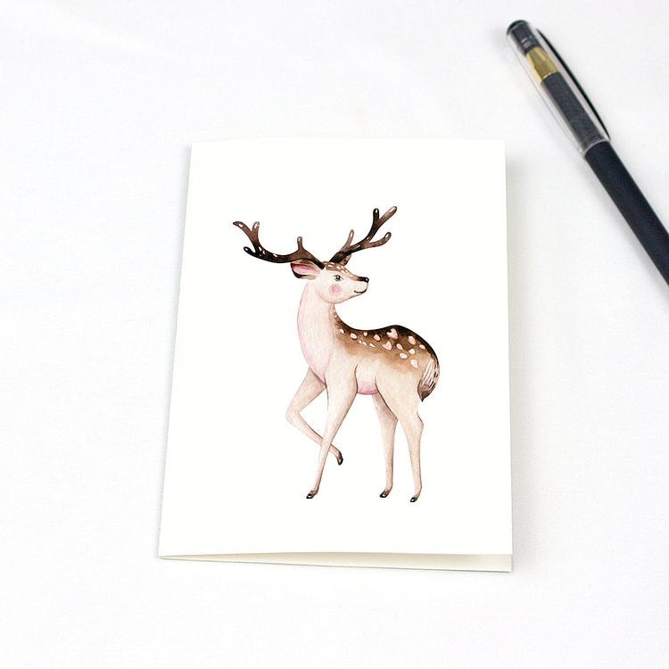 Christmas Deer Card with Envelope 5*7 IN, Creative Gifts 2022-BlingPainting-Customized Products Make Great Gifts