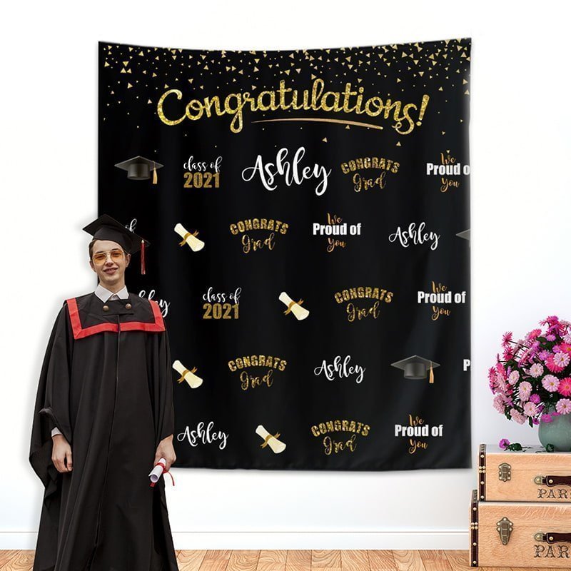 Graduation Step and Repeat backdrop for Class of 2021 with Your Name-BlingPainting-Customized Products Make Great Gifts