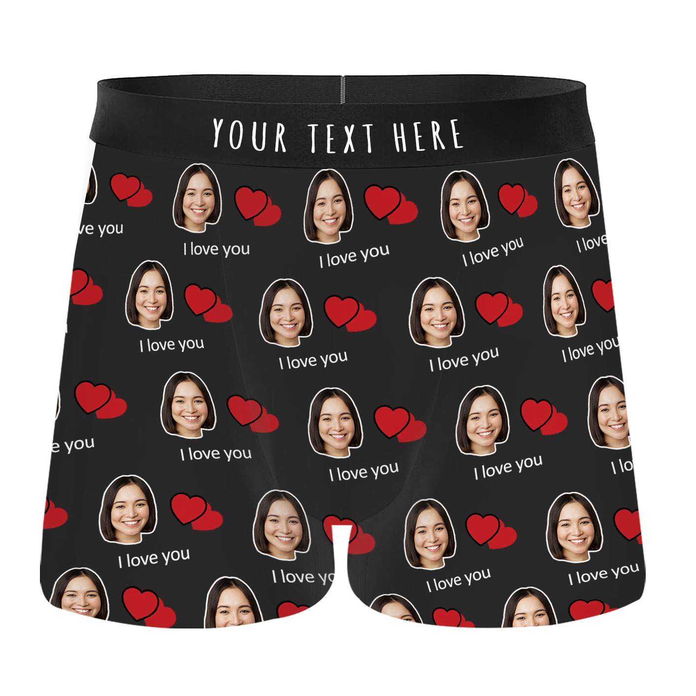 Custom Face Boxer Double Heart Panties Personalized Gift-BlingPainting-Customized Products Make Great Gifts