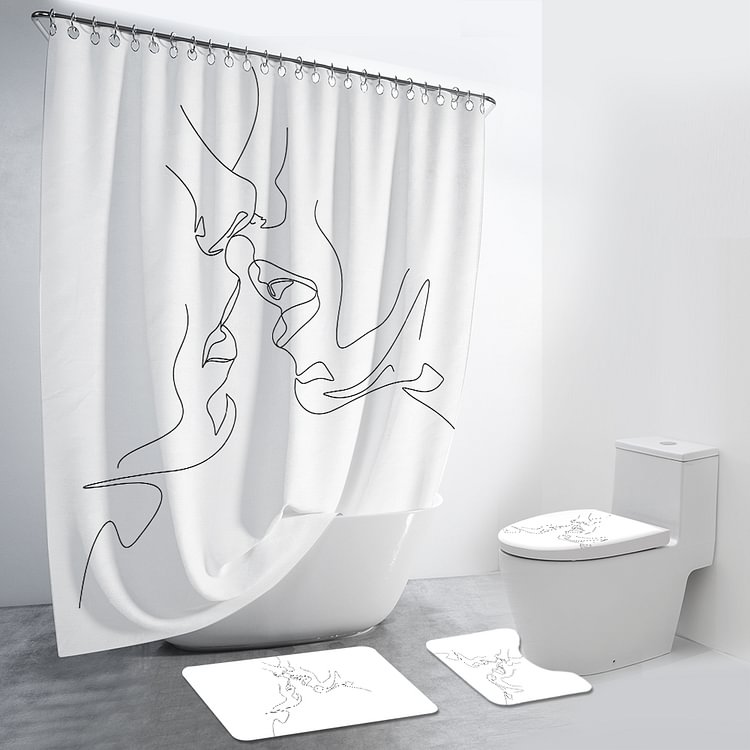 Couple Kiss 4Pcs Bathroom Set-BlingPainting-Customized Products Make Great Gifts