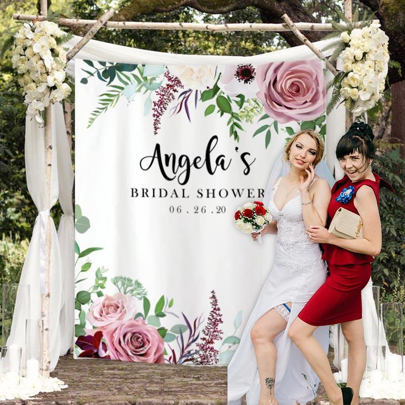 Custom Pink Rose Bridal Shower Backdrop-BlingPainting-Customized Products Make Great Gifts