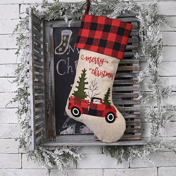 Christmas Decor Red Truck Stocking - Creative Gifts 2022-BlingPainting-Customized Products Make Great Gifts