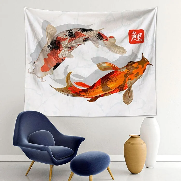 Koi Fish Tapestry Wall Hanging C-BlingPainting-Customized Products Make Great Gifts