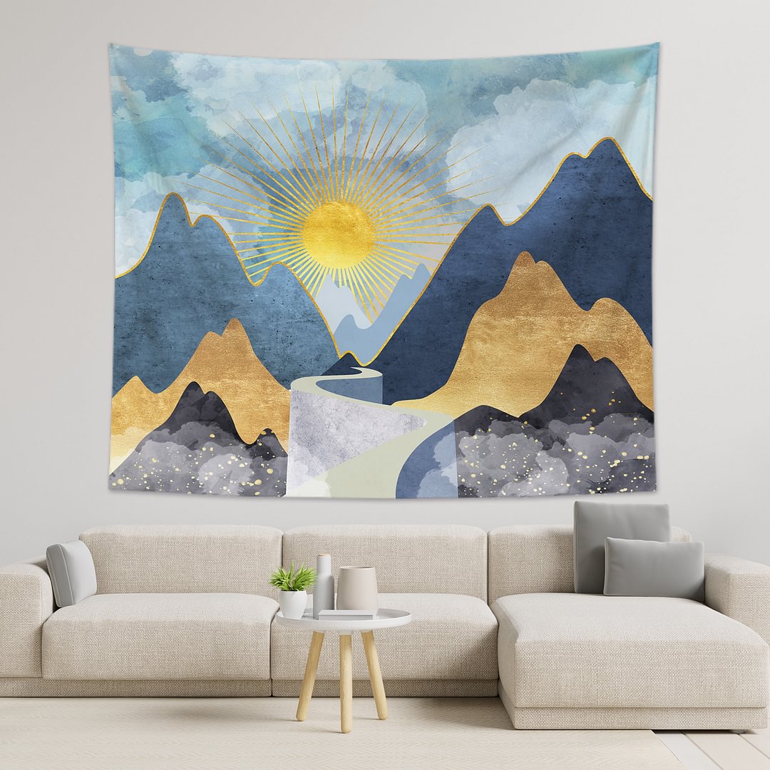 Mountains and Rivers Natural Scenery Tapestry Wall Hanging Living Room Bedroom Decor-BlingPainting-Customized Products Make Great Gifts