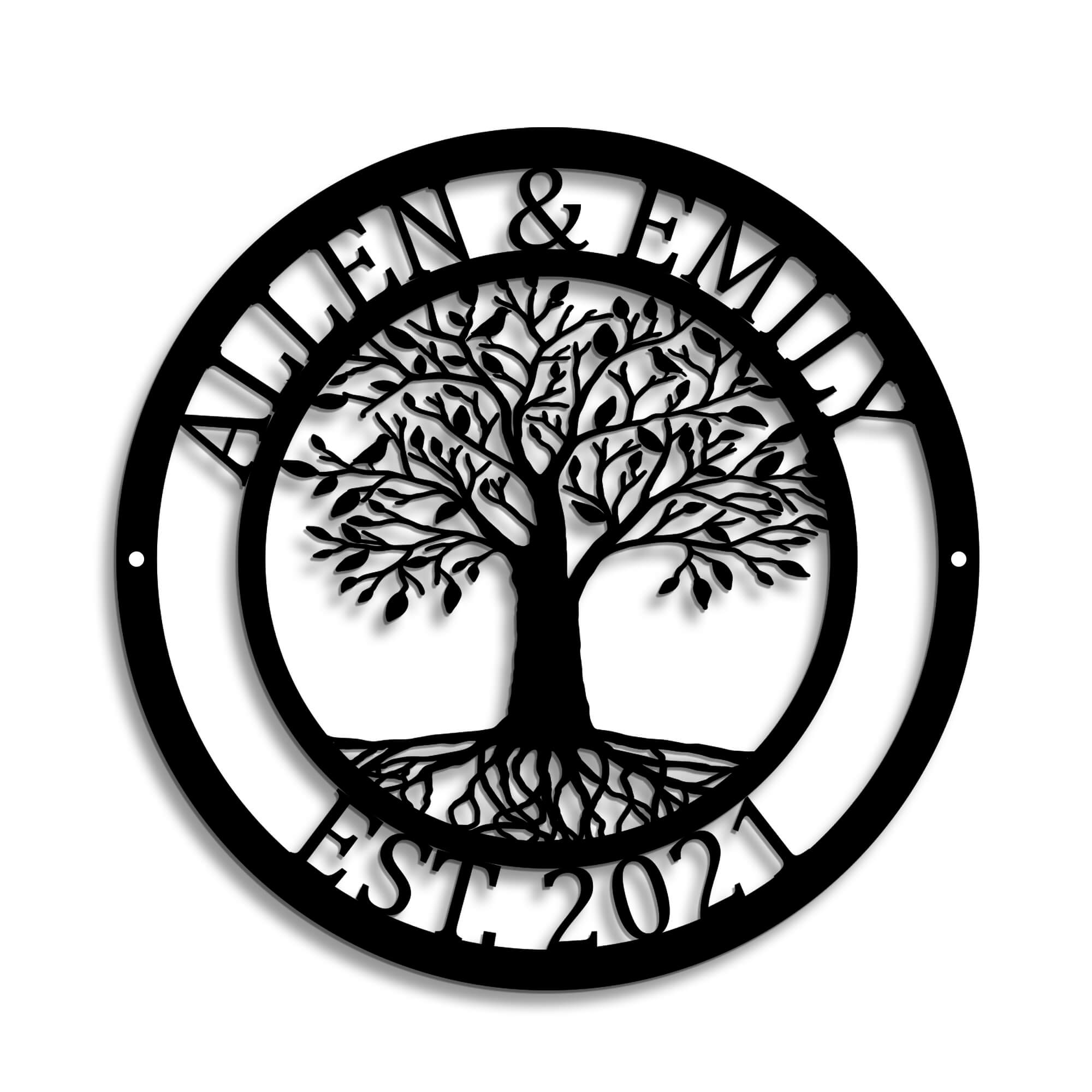 Personalized Tree of Life Metal Monogram Sign for Home Decor - Best Gifts-BlingPainting-Customized Products Make Great Gifts