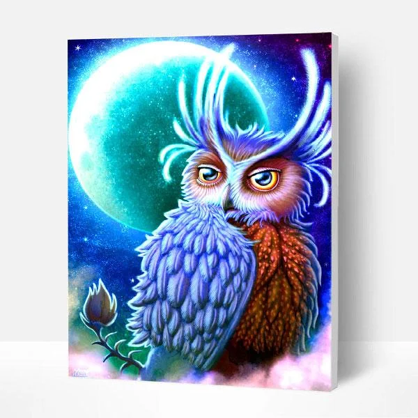 Paint by Numbers Kit - Moon & Owl-BlingPainting-Customized Products Make Great Gifts