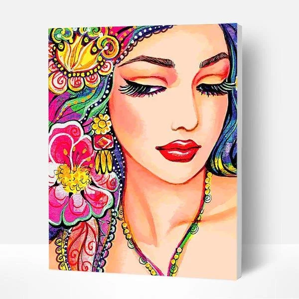 Paint by Numbers Kit - Beautiful Indian Woman-BlingPainting-Customized Products Make Great Gifts