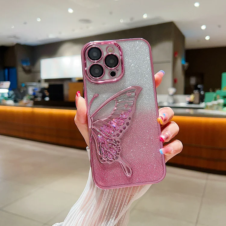 3D Quicksand Butterfly Phone Case For iPhone
