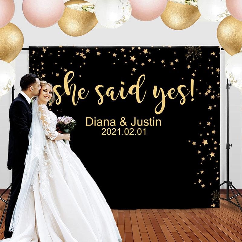 She Said Yes Backdrop-BlingPainting-Customized Products Make Great Gifts