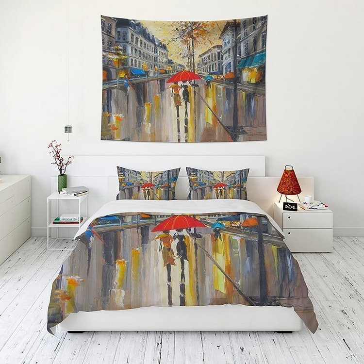 Autumn Dusk Tapestry Wall Hanging and 3Pcs Bedding Set Home Decor-BlingPainting-Customized Products Make Great Gifts