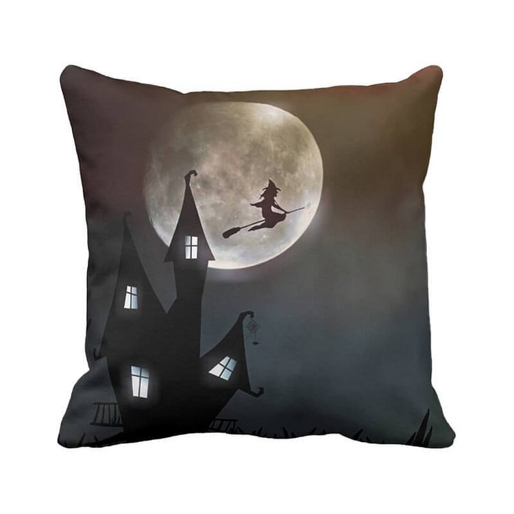 Halloween Decor Linen Witch Throw Pillow E-BlingPainting-Customized Products Make Great Gifts