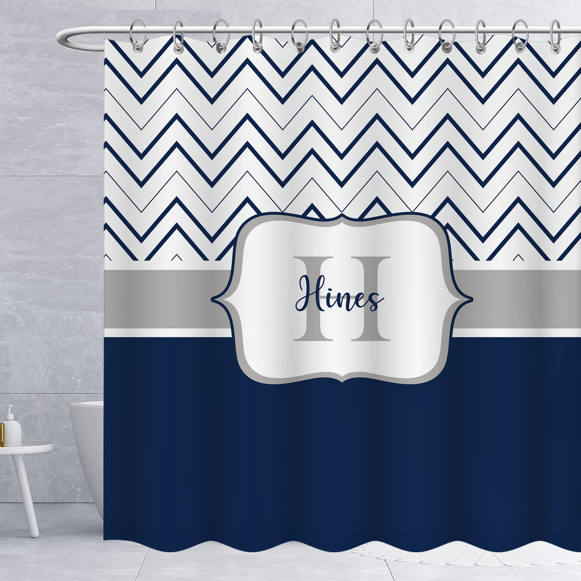 Custom Monogrammed Waterproof Shower Curtains With 12 Hooks-BlingPainting-Customized Products Make Great Gifts