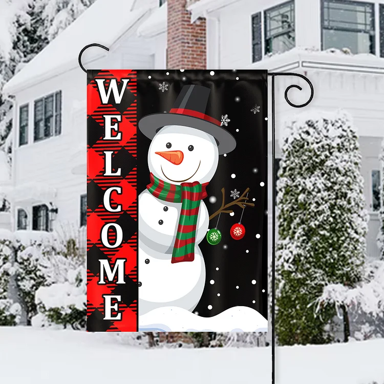 Christmas Snowman Garden Flag/House Flags Double-Sided Burlap for Garden Home Decor-BlingPainting-Customized Products Make Great Gifts