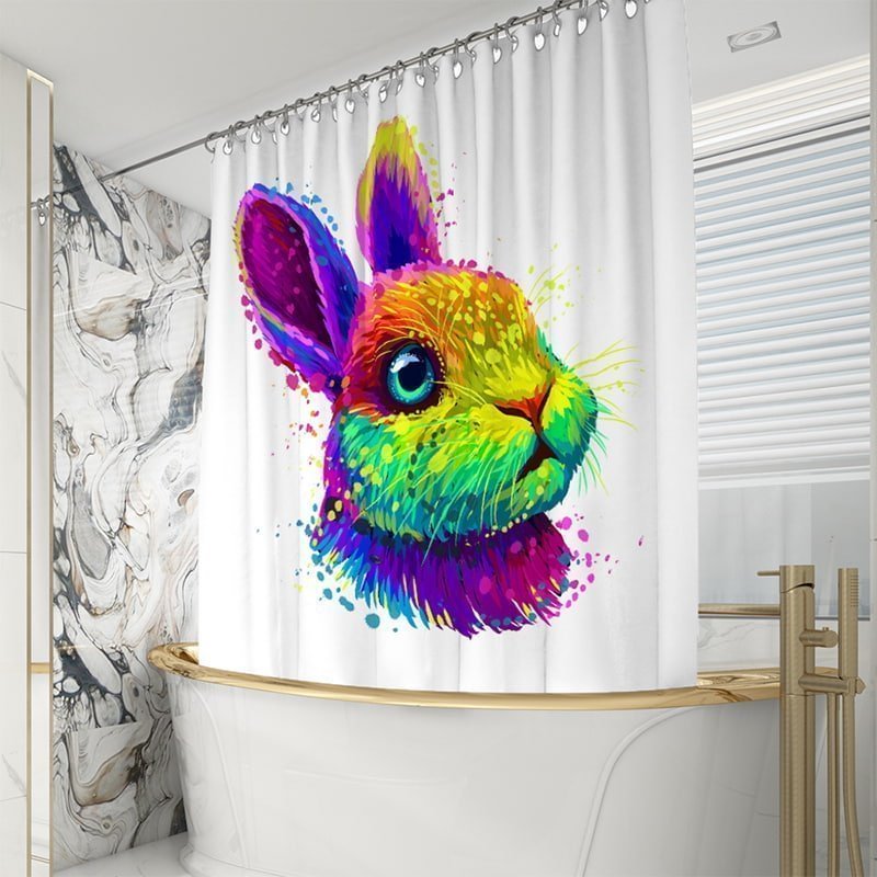Colorful Rabbit Shower Curtains-BlingPainting-Customized Products Make Great Gifts