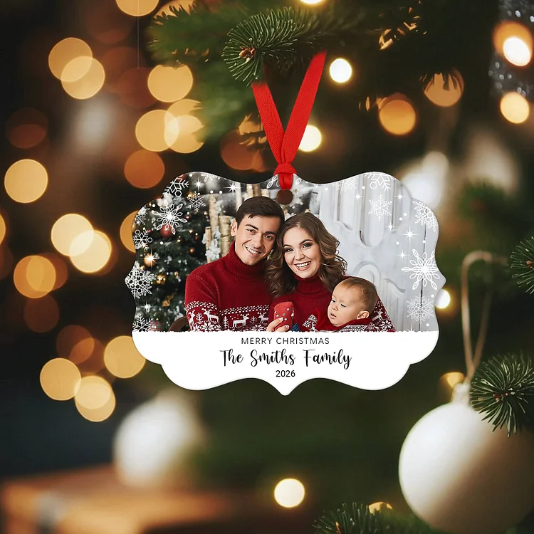 Personalized Christmas Ornament 4"x3" – Custom Photo Acrylic Hanging Decoration,  Holiday Gift for Family & Friends