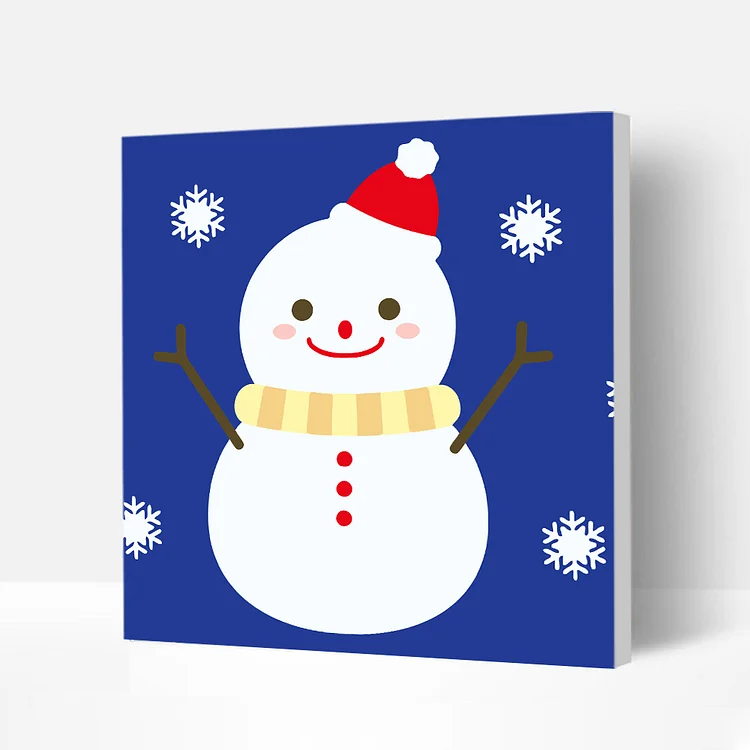 Wooden Framed Incredible Christmas Wall Art Paint with Painting Kits For Kids and Beginners -Snowman with Snowflakes 20*20-BlingPainting-Customized Products Make Great Gifts