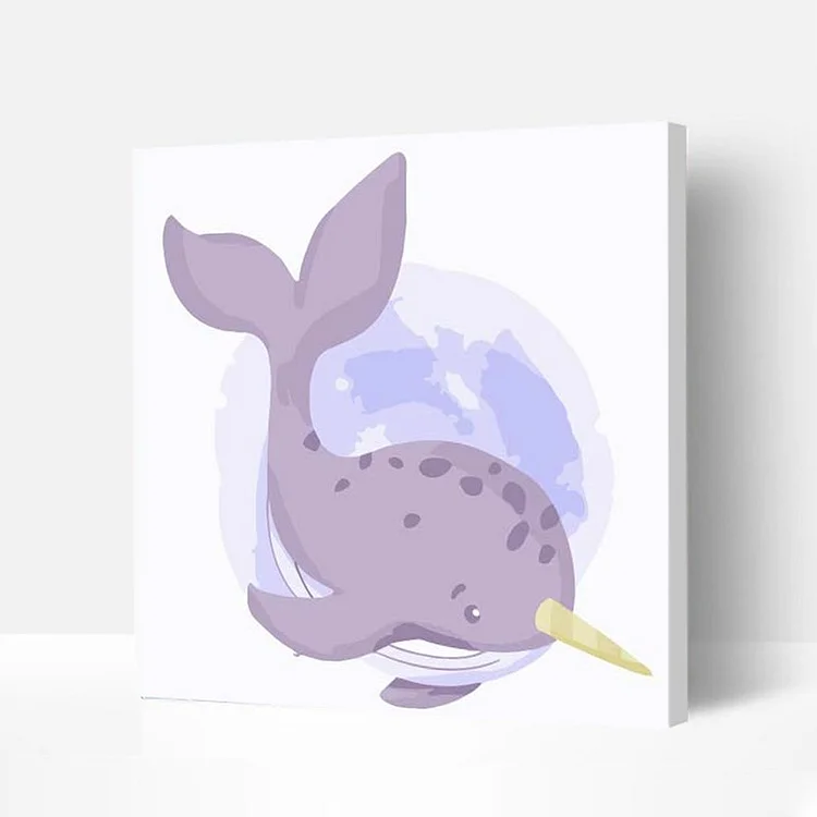 Eco-friendly Non-toxic Painting Wall Art with Painting Kits For Kids and Families - Narwhal, Wooden Framed-BlingPainting-Customized Products Make Great Gifts