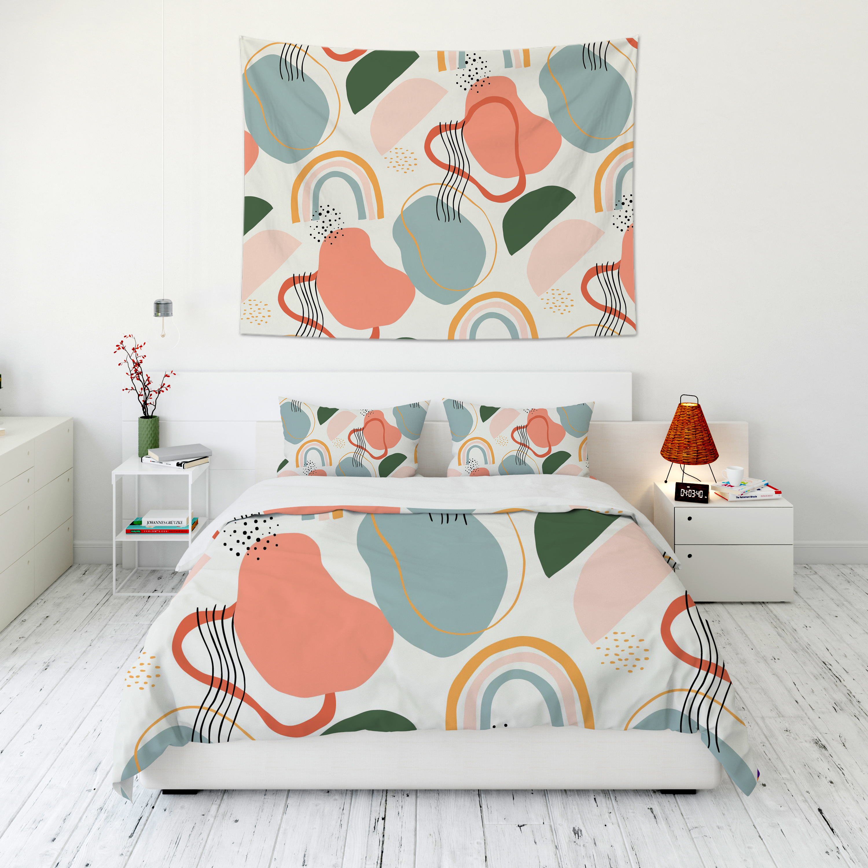 Abstract Shape Tapestry Wall Hanging and 3Pcs Bedding Set Home Decor-BlingPainting-Customized Products Make Great Gifts